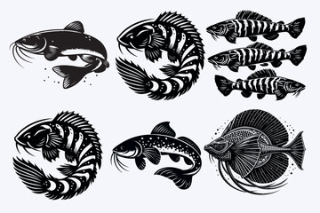 Creative Fish silhouette vector style  with white background