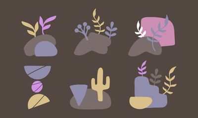 Modern abstract botanical shapes collection for nature-inspired creative designs

