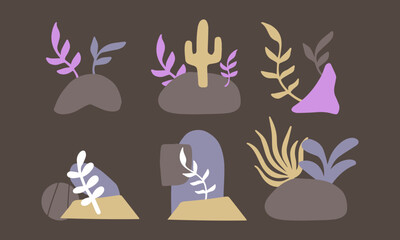 Abstract botanical elements collection for modern nature-inspired creative designs

