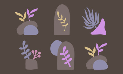 Abstract botanical elements collection for modern nature-inspired creative designs

