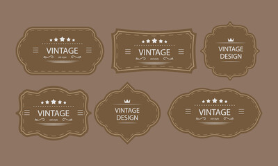 Vintage label and badge set for retro product branding and packaging design

