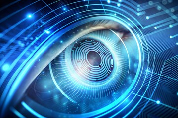 Close-up digital eye technology and innovation