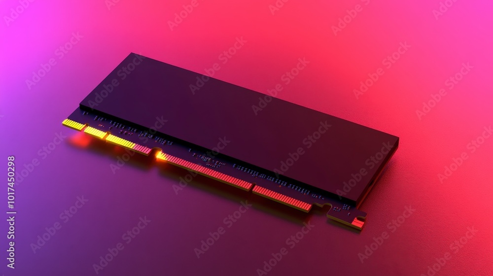 Poster close-up of computer ram module on colorful vibrant background