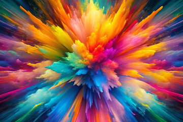 Obraz premium vibrant explosion of colors creates stunning visual impact, showcasing dynamic blend of vivid hues and textures. This artwork captures essence of creativity and energy