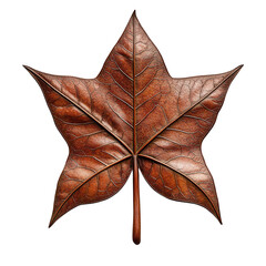 Brown leaf on white isolated background