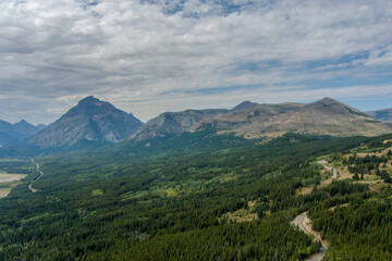 Aerial view of East Glacier National Park