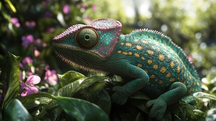 Chameleon in Lush Foliage