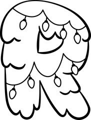 R Christmas Tree Hanging Light Decor Alphabet Outline