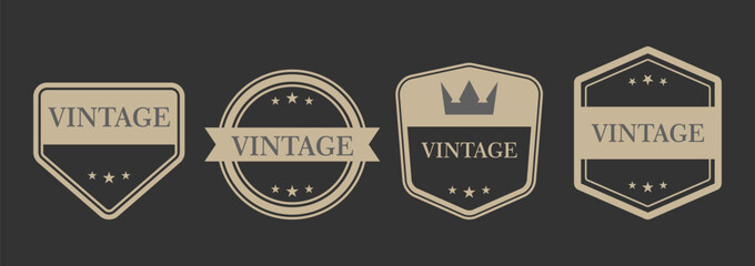 Fototapeta premium Vintage shield badge collection for retro branding and packaging design