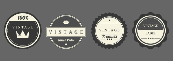 Vintage badge and label collection for branding and retro packaging designs

