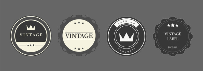 Vintage badge and label collection for branding and retro packaging designs

