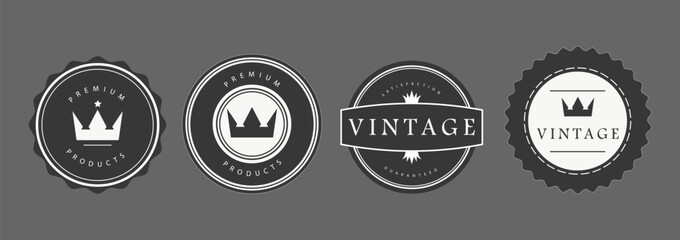 Vintage label and badge collection for retro branding and packaging design

