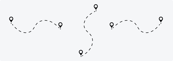 two points with dotted path and location pin,  location trip way design vector