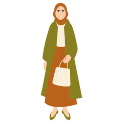 Hijab Girl Fashion Style Character. Vector Illustration in Flat Cartoon Design.