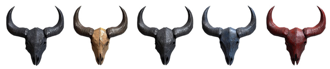 Fototapeta premium Detailed Bull Skulls with Horns - Dark Background