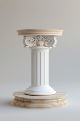 White pedestal with floral design.