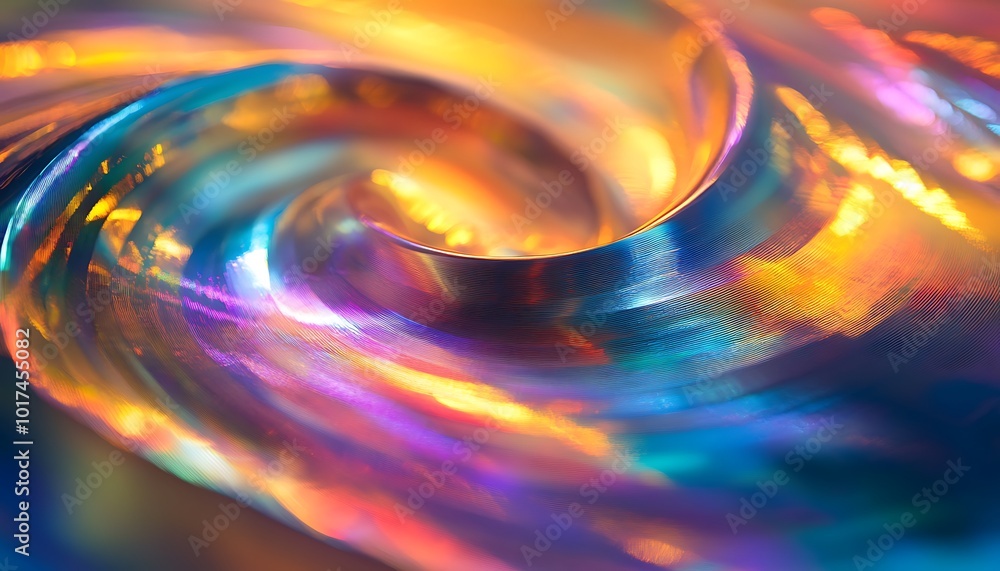 Poster A vibrant swirl of colorful patterns resembling fluid dynamics with iridescent hues blending seamlessly in a captivating display.