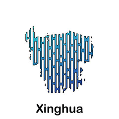 Map City of Xinghua Tech Logo Vector Design Illustration, modern technology connection logo design template