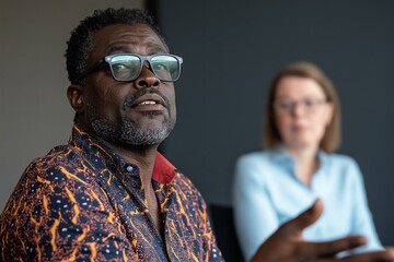 Man in Meeting: Discussion, Collaboration, and Business