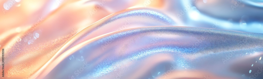Poster a mesmerizing wave of pastel colors, blending light and shine, creating an abstract, fluid visual ha