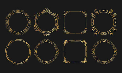 Elegant vintage round and square frame collection for decorative design