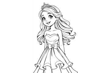Fototapeta premium Beautiful Princess with Crown and Dress