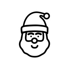 Hand Drawn Santa Claus Head Vector, Cute Santa Claus Icon, Santa Claus Line Art Illustration