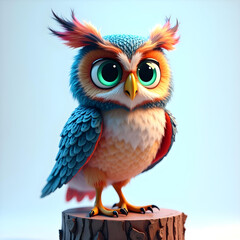3d cartoon cartoon owl animal