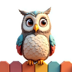 Naklejka premium 3d cartoon cartoon owl animal