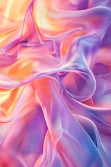 Obraz premium A vibrant, flowing fabric with soft gradients of pink, purple, and orange, showcasing delicate textures and a dreamy quality.