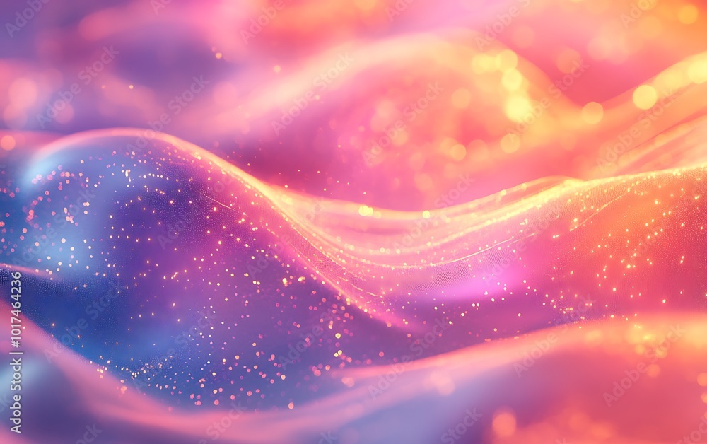 Aufkleber a vibrant, abstract representation of flowing waves illuminated by colorful light, creating a dreamy