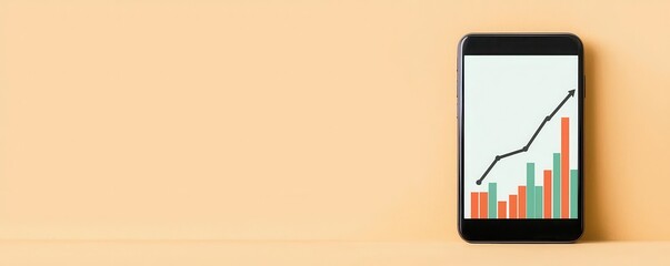 Stock price projection report on a mobile device, showing a line graph with estimated growth and potential dips