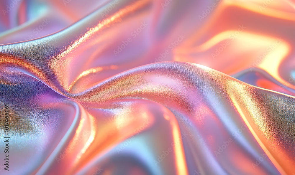 Aufkleber a shimmering fabric glistens in soft hues of pink, blue, and gold, creating a mesmerizing wave-like 