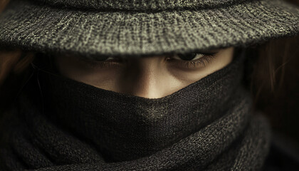 Fototapeta premium Photographing people partially obscured by hats, scarves, or objects