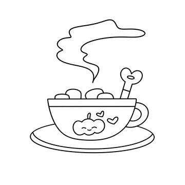 halloween cocoa cup with bone spoon clip art preview