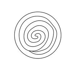 A white circle with a spiral inside