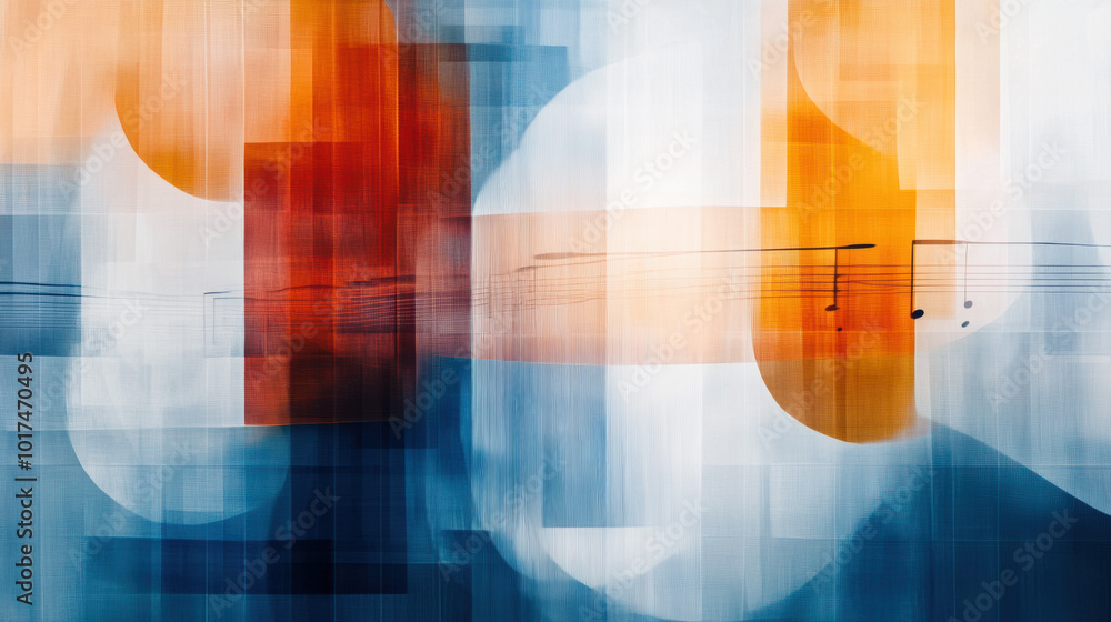 Aufkleber abstract portrayal of citys rhythm with vibrant colors and musical notes, creating dynamic visual ex