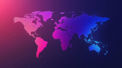 World Map in Neon Colors Illustration