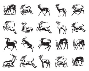 Collection of Antelope Vector illustration -  Antelope Clipart Design 