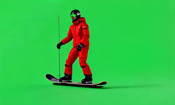 skier with snowboard