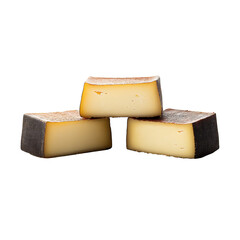 Fototapeta premium Three Blocks of Aged Gouda Cheese isolated on a transparent background