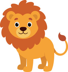 illustration cute lion flat cartoon style