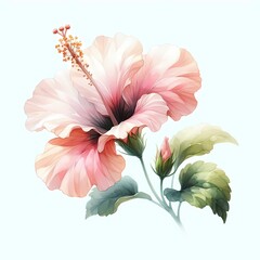 Pink hibiscus flower isolated on plain background