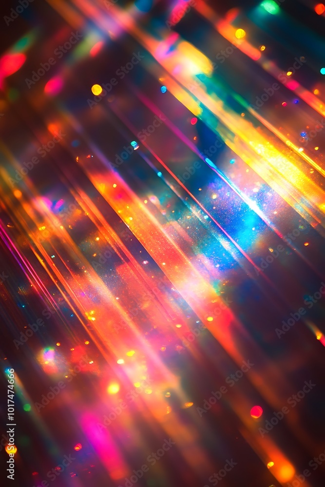 Leinwandbilder A vibrant display of colorful light streaks and sparkling bokeh, creating a mesmerizing and dynamic visual effect.