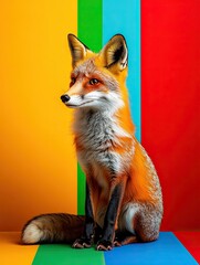 Fototapeta premium fox isolated on colorful background
