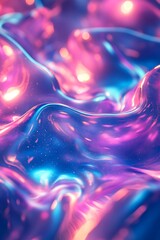 A vibrant, abstract texture with flowing waves of purple, blue, and pink hues, creating a mesmerizing and dynamic appearance.