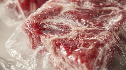 Close-Up of Frozen Meat Packaging Details