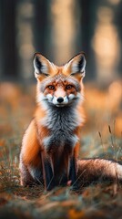 Fototapeta premium fox isolated on summer background