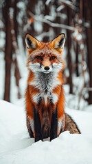 Fototapeta premium fox isolated on winter background