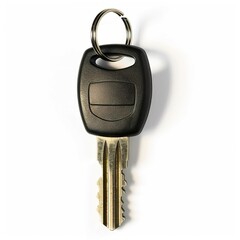 Midnight Symphony: A Black Car Key in the Spotlight isolated on white background 